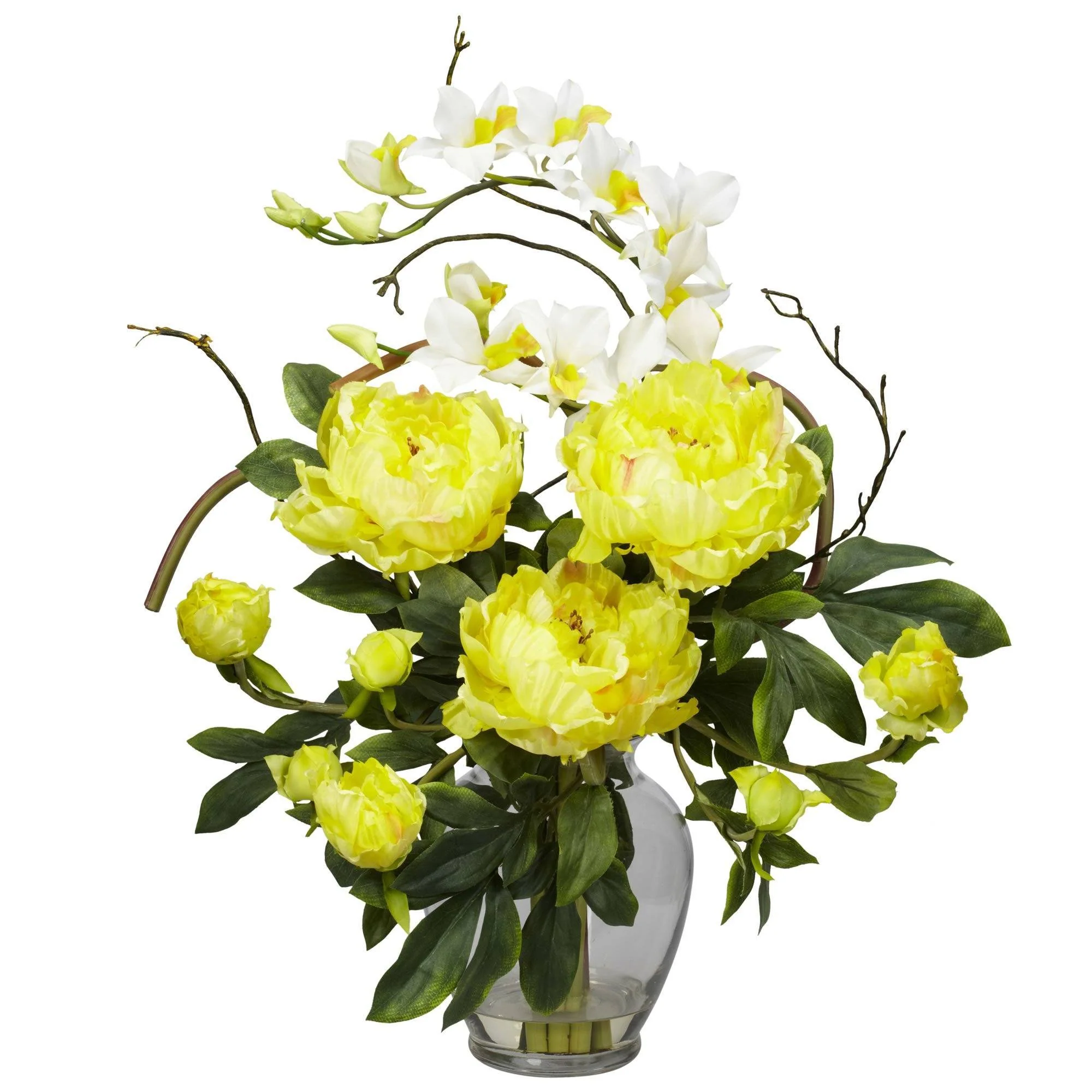 Peony & Orchid Silk Flower Arrangement - Image 3
