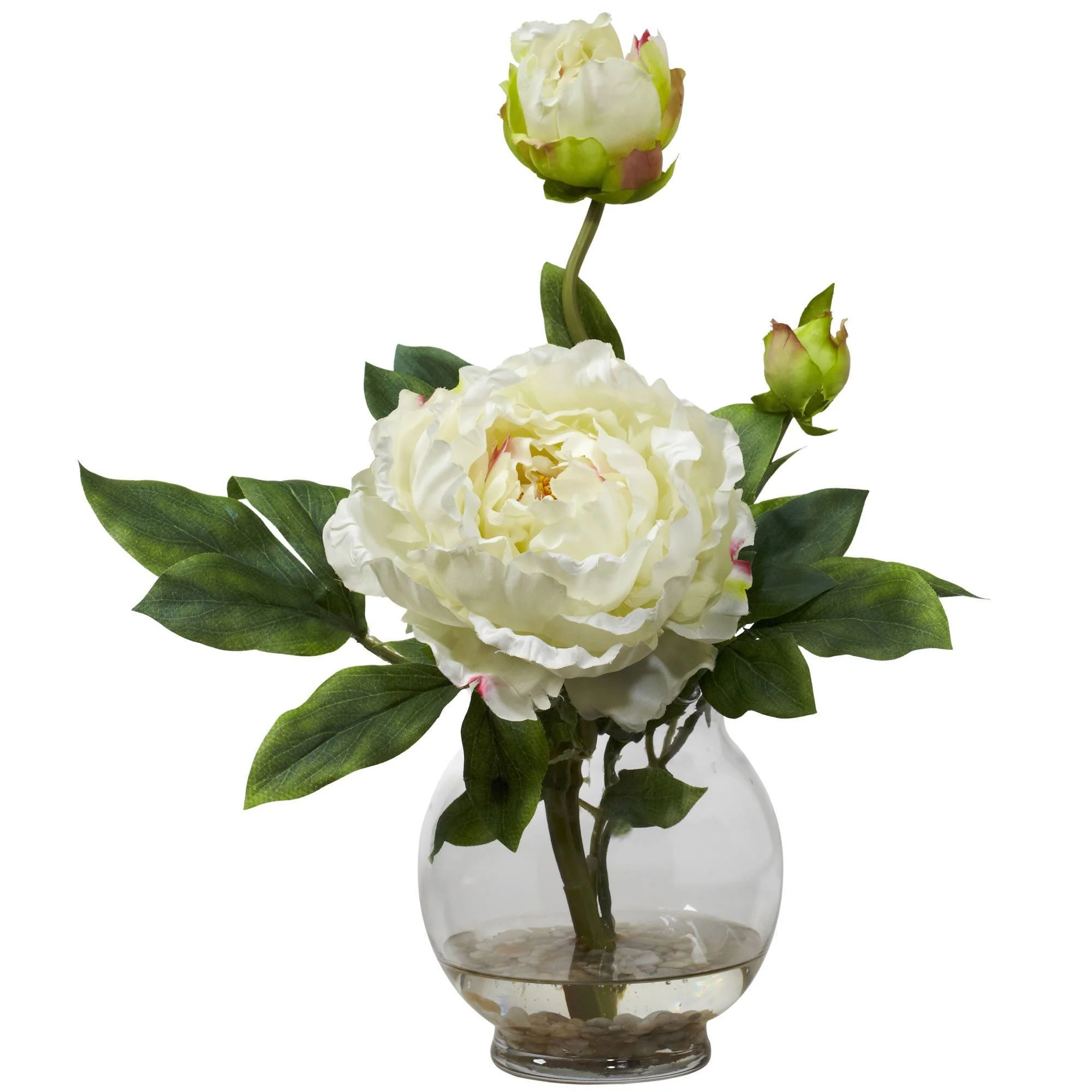 Peony w/Fluted Vase Silk Flower Arrangement - Image 2