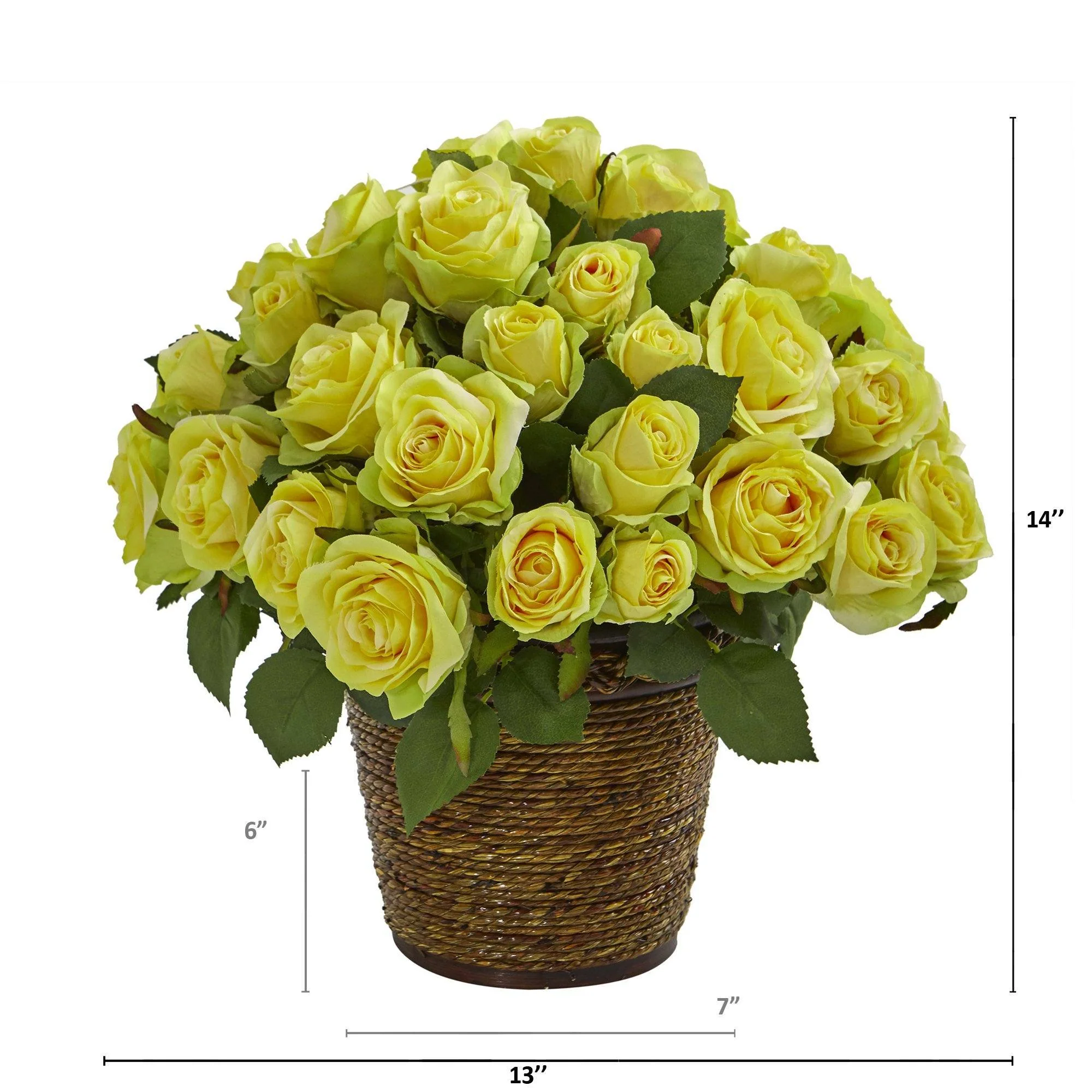 14” Rose Artificial Arrangement in Basket - Image 3