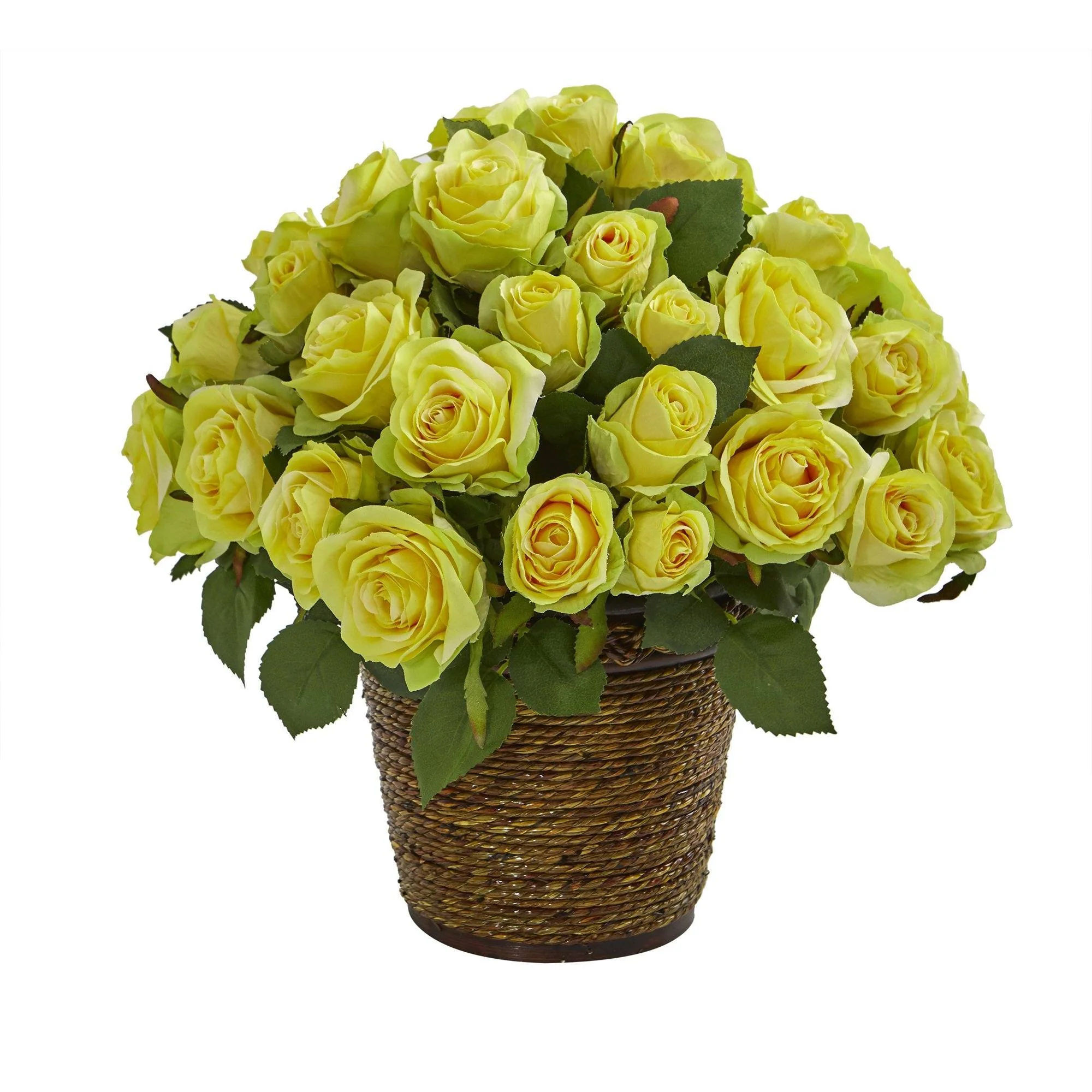 14” Rose Artificial Arrangement in Basket - Image 4