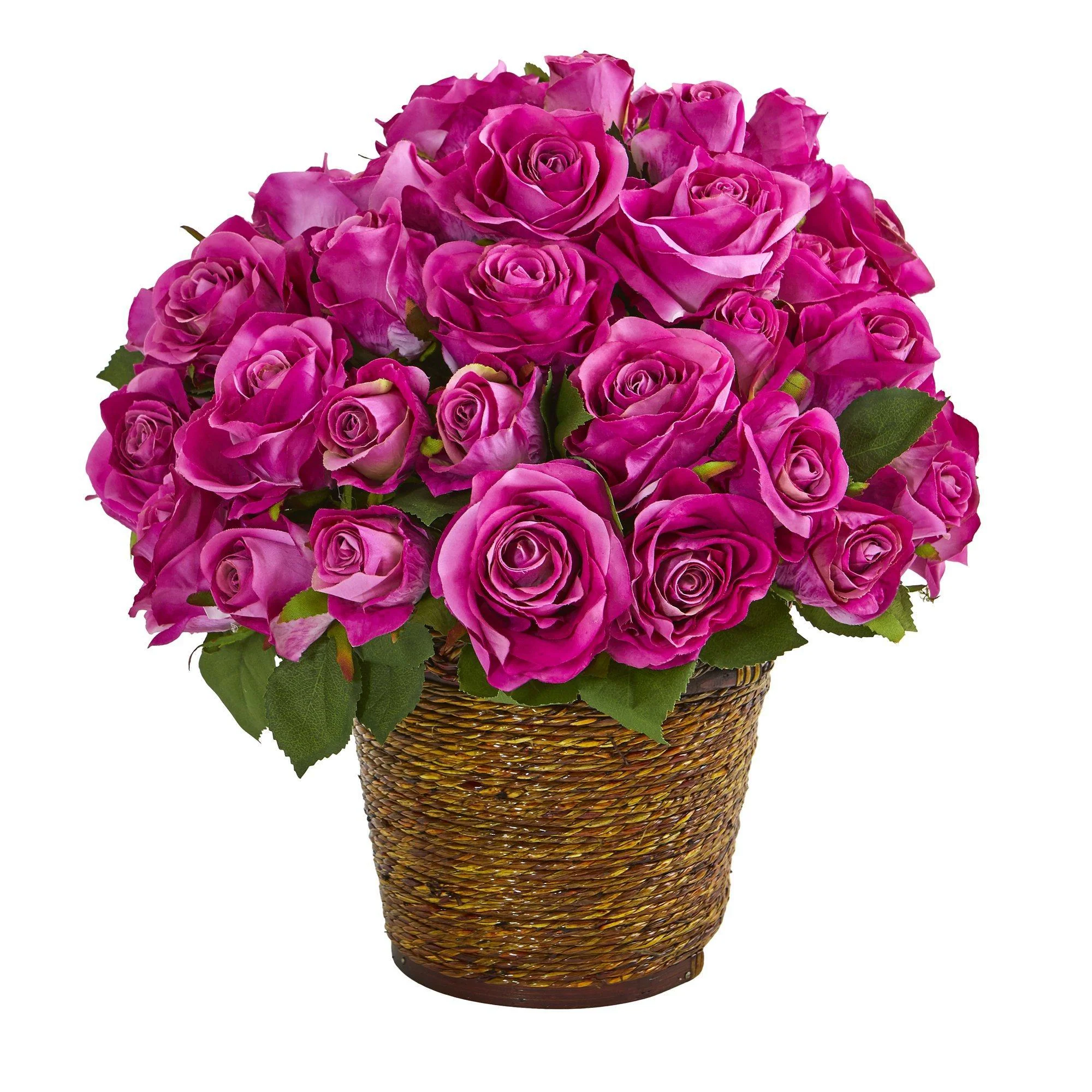 14” Rose Artificial Arrangement in Basket - Image 6