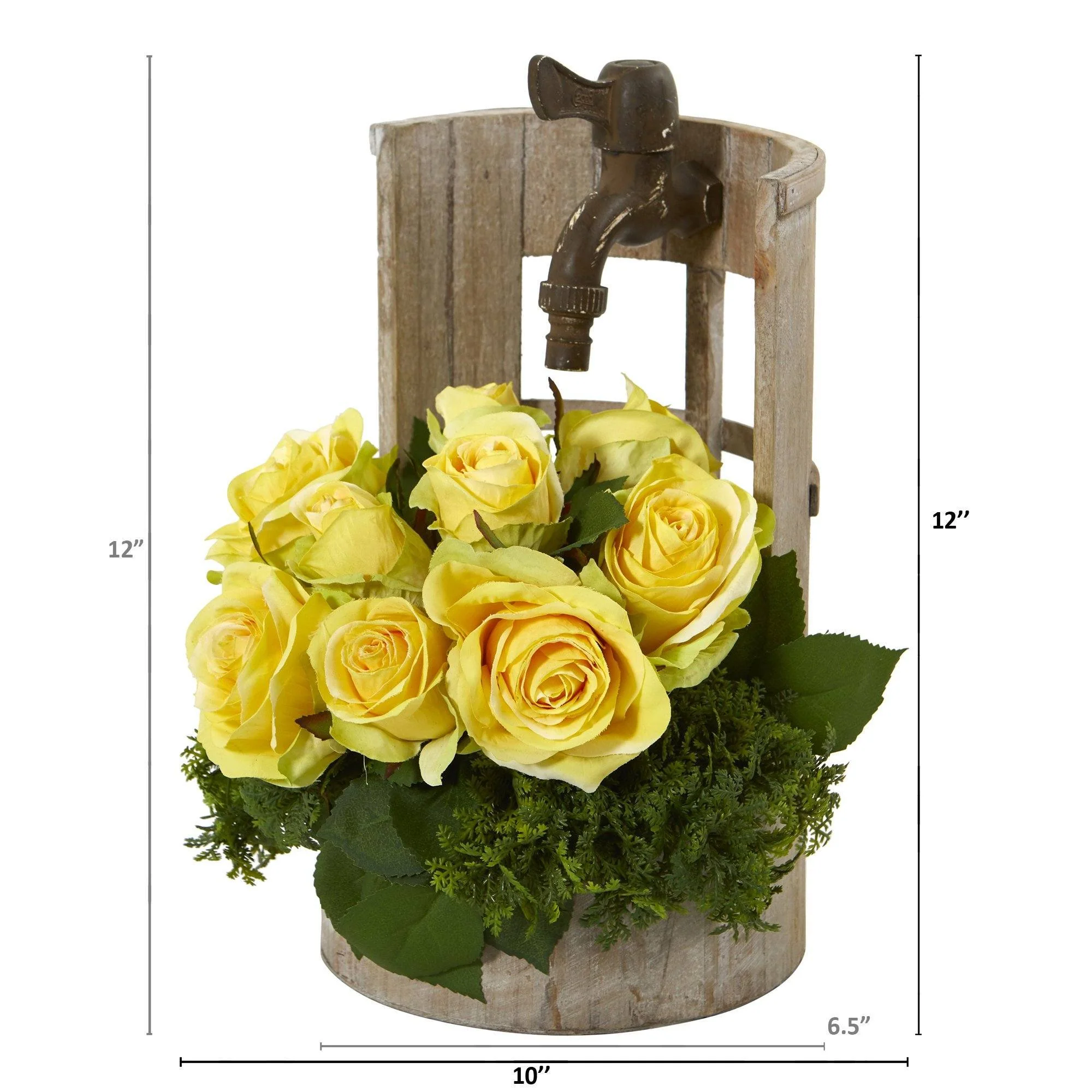 12” Rose Artificial Arrangement in Faucet Planter - Image 3