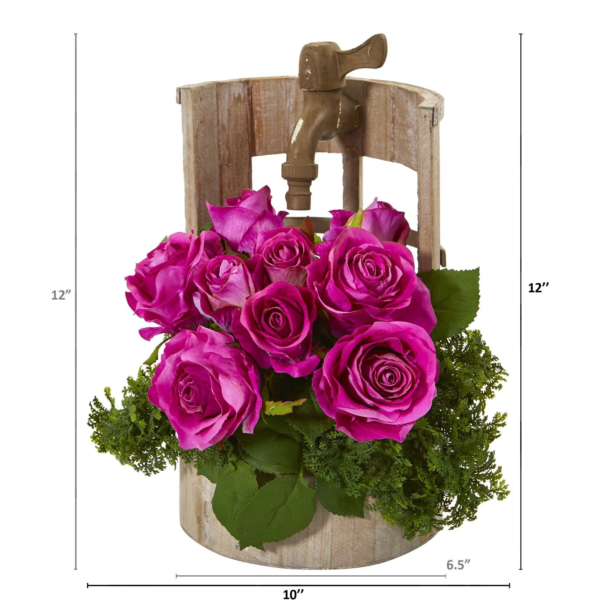 12” Rose Artificial Arrangement in Faucet Planter - Image 5