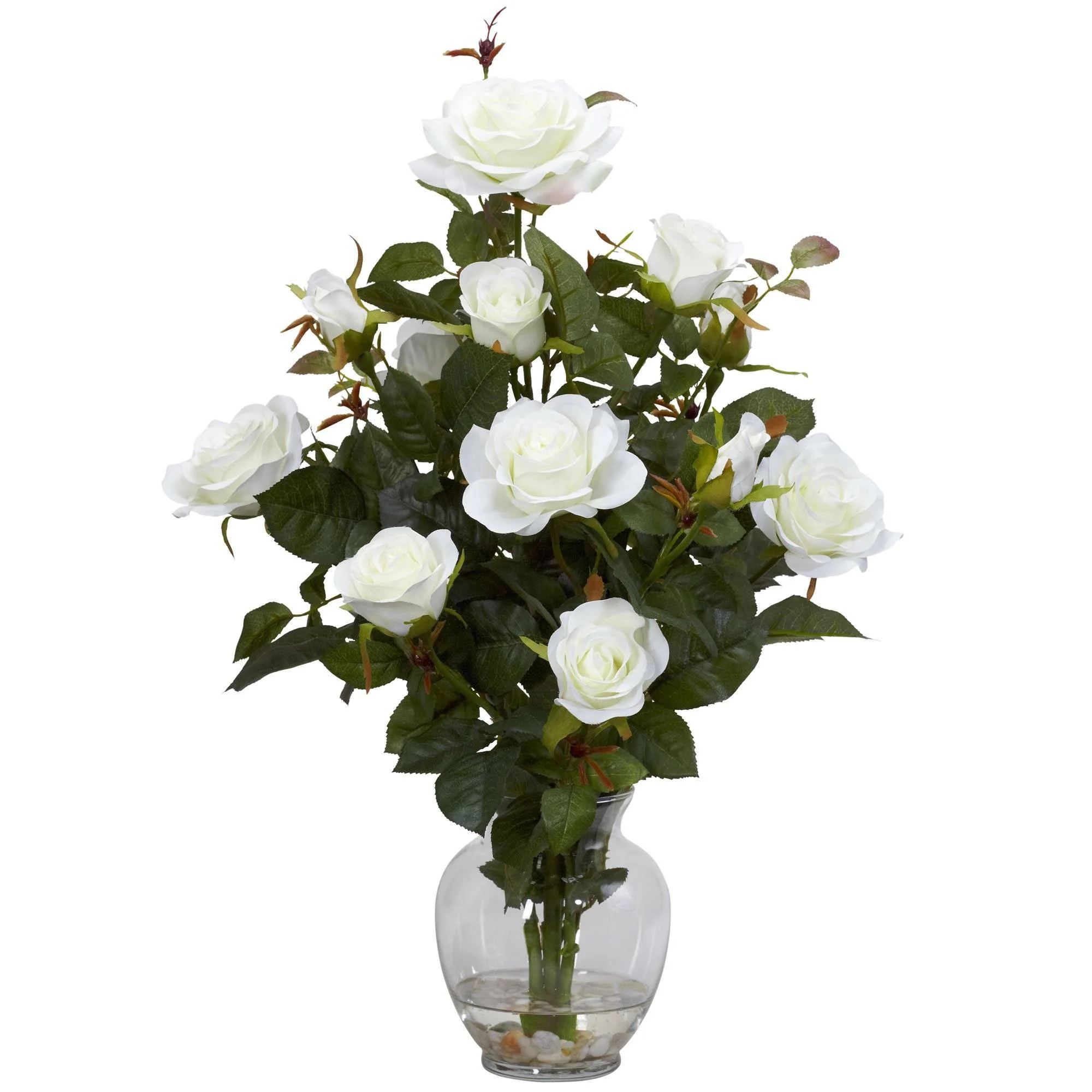 Rose Bush w/Vase Silk Flower Arrangement - Image 2