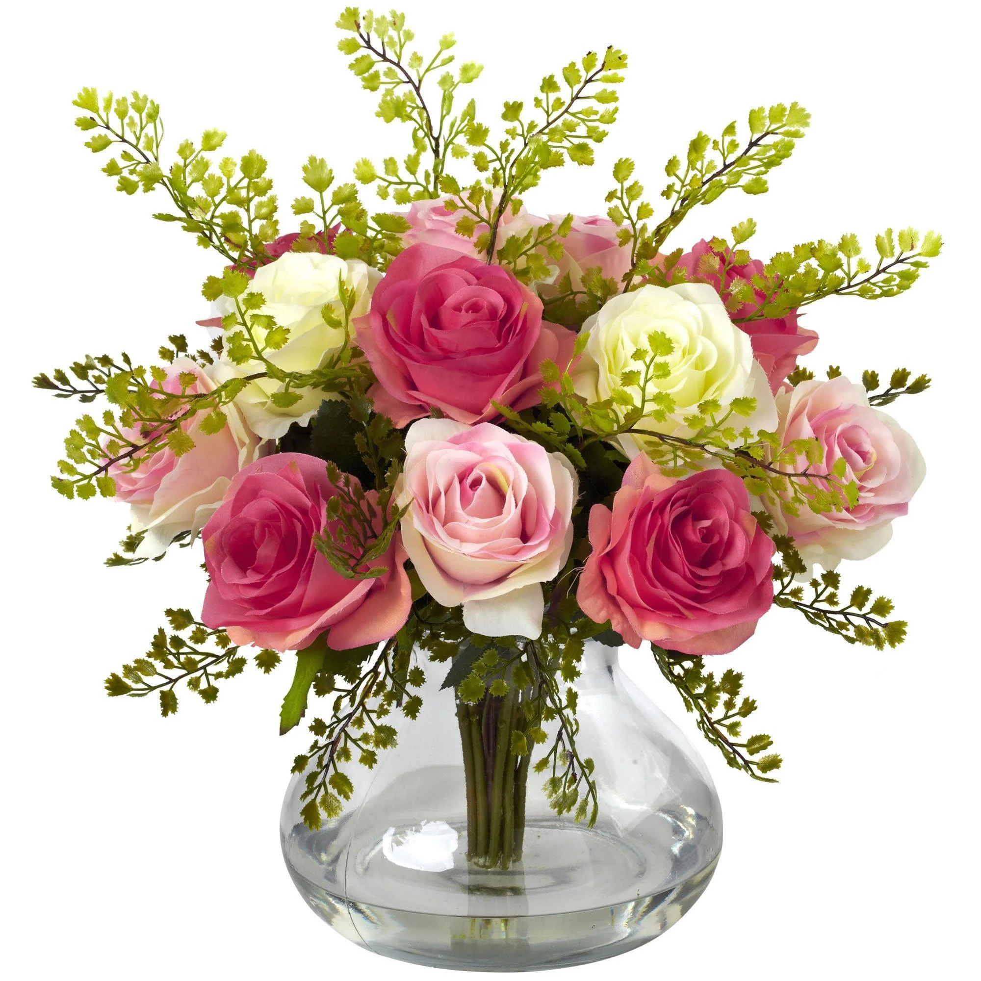 Rose & Maiden Hair Arrangement w/Vase - Image 11