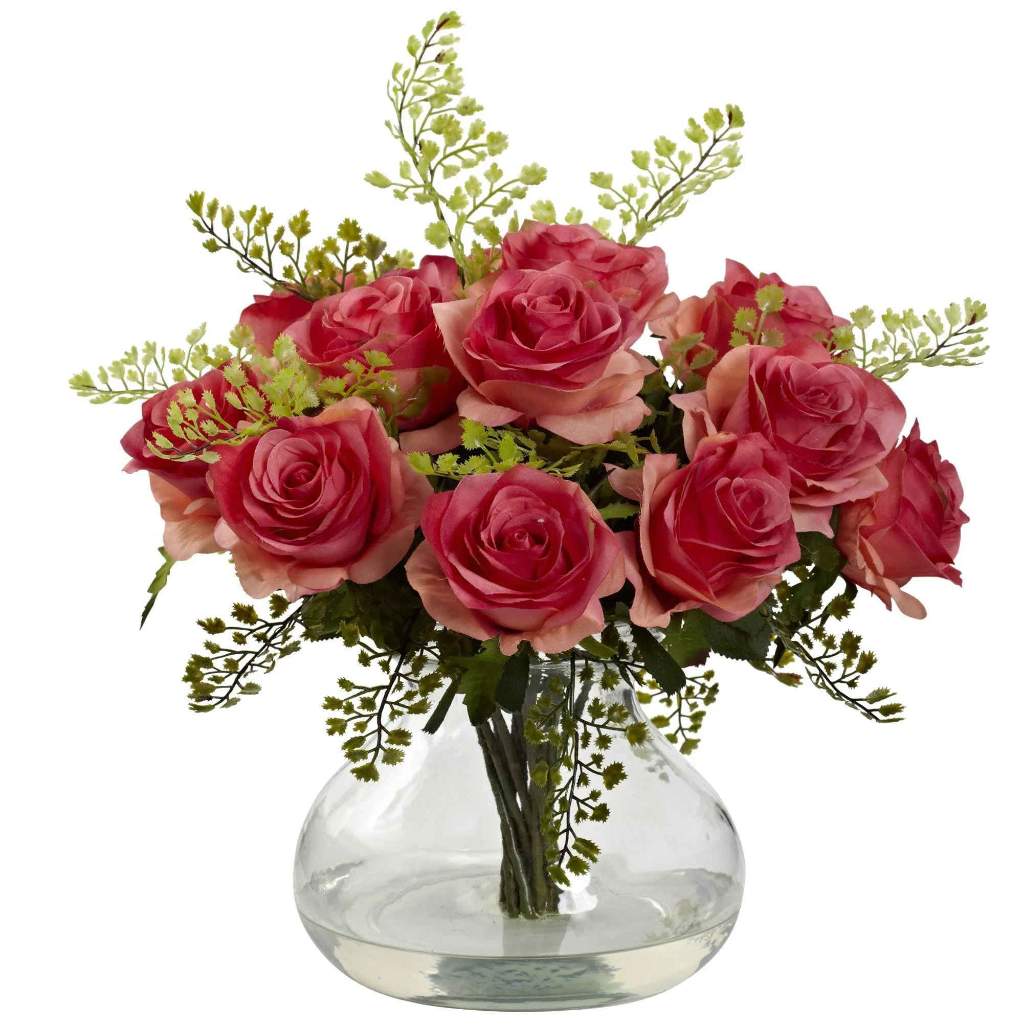 Rose & Maiden Hair Arrangement w/Vase - Image 3