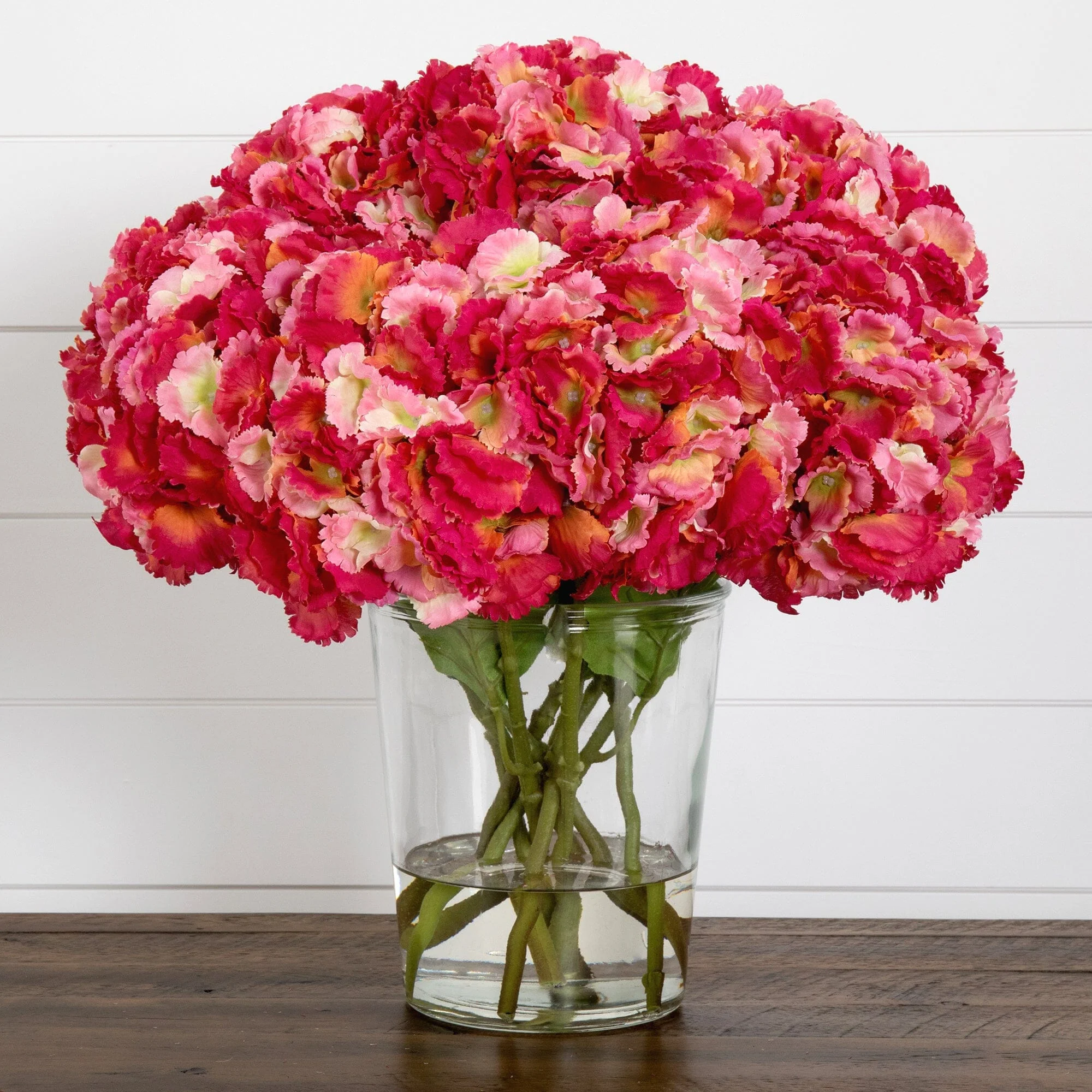 Signature Collection 18” Blooming Hydrangea Artificial Arrangement in Glass Vase - Image 13