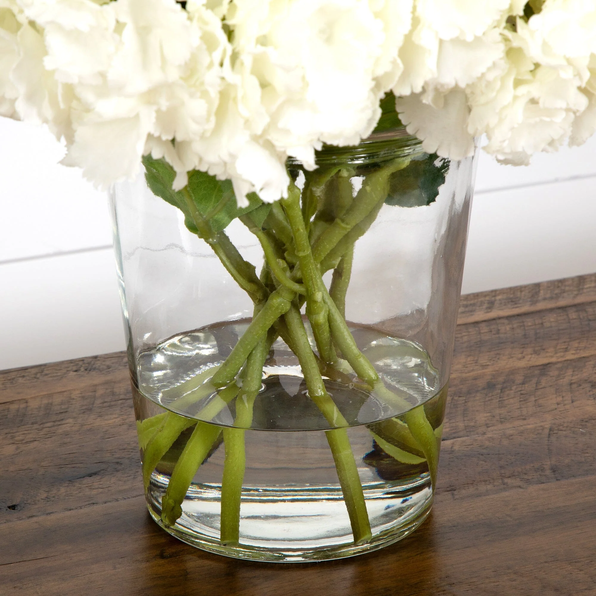 Signature Collection 18” Blooming Hydrangea Artificial Arrangement in Glass Vase - Image 5