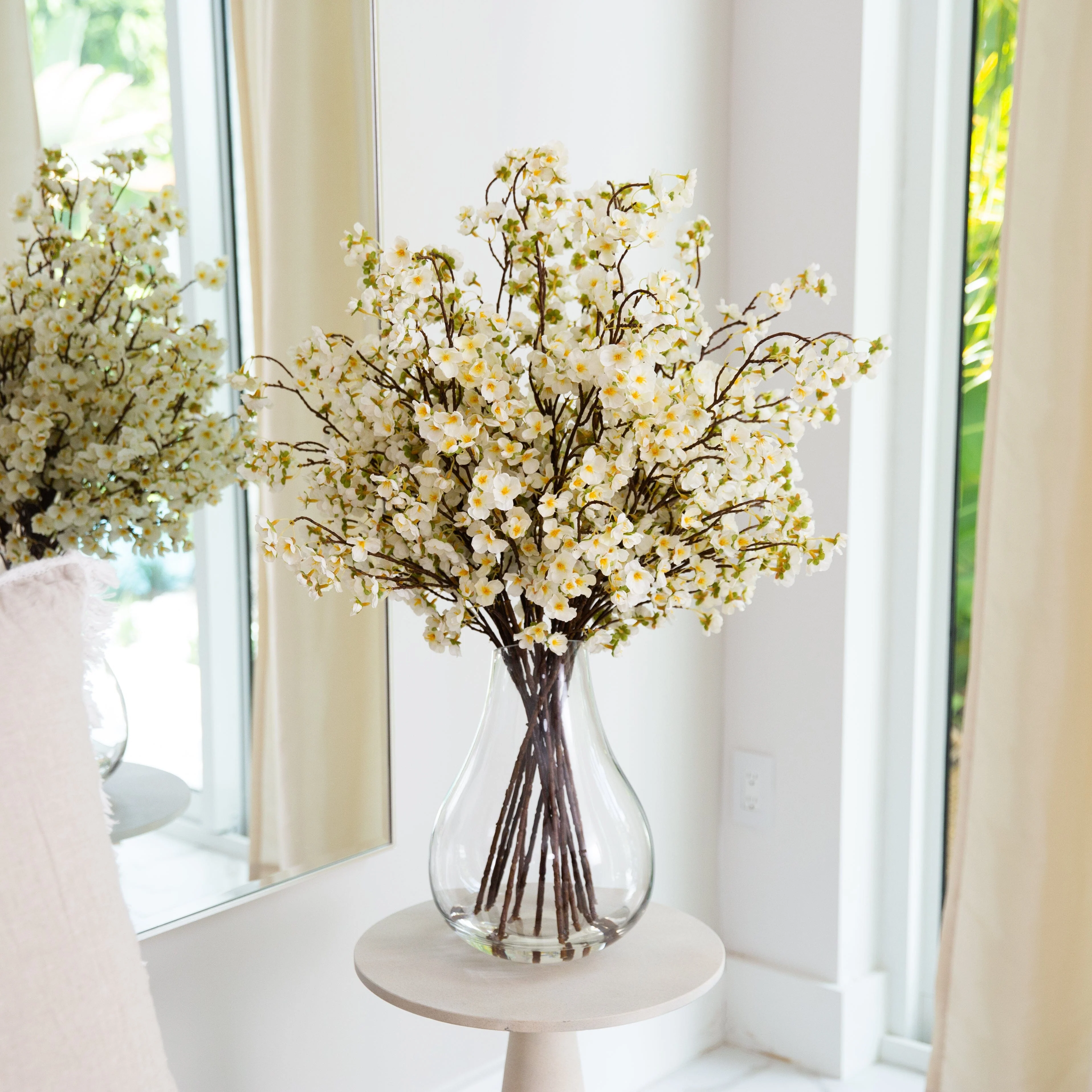 Signature Collection 27” Giant Cherry Blossom Artificial Arrangement in Glass Vase - Image 12