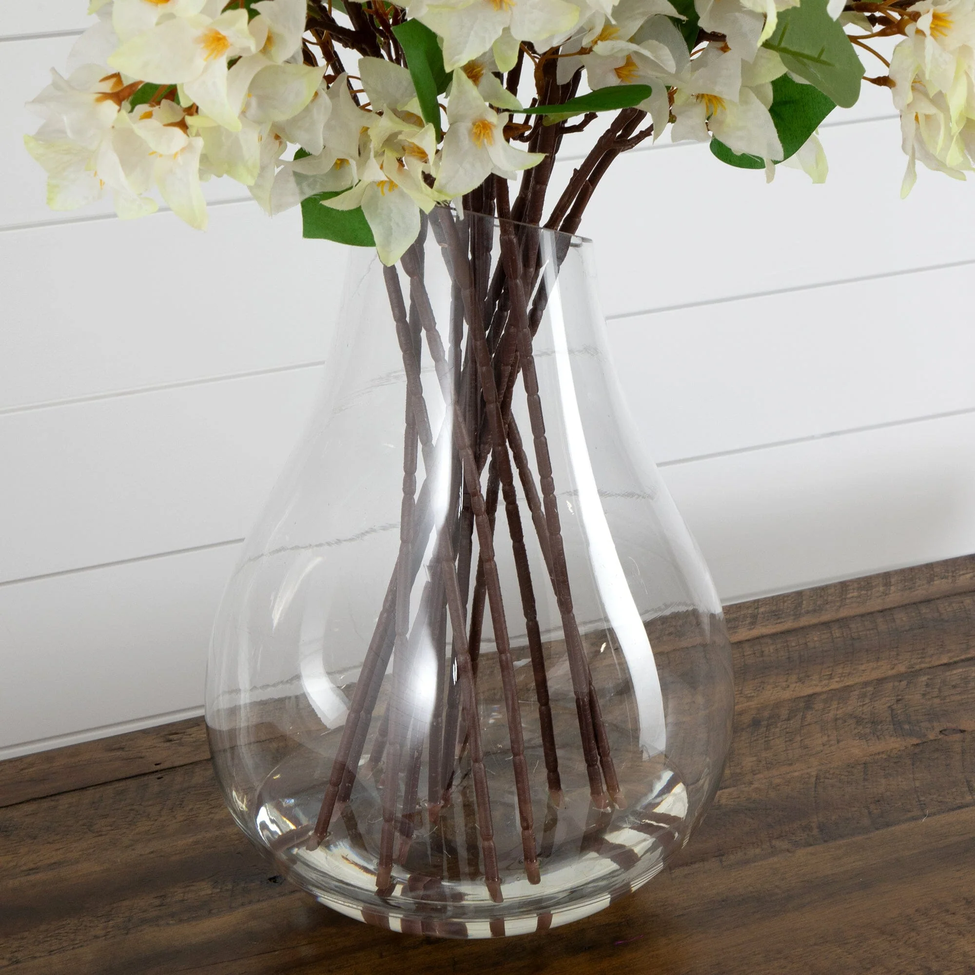 Signature Collection 41” Giant Bougainvillea Artificial Arrangement in Glass Vase - Image 11