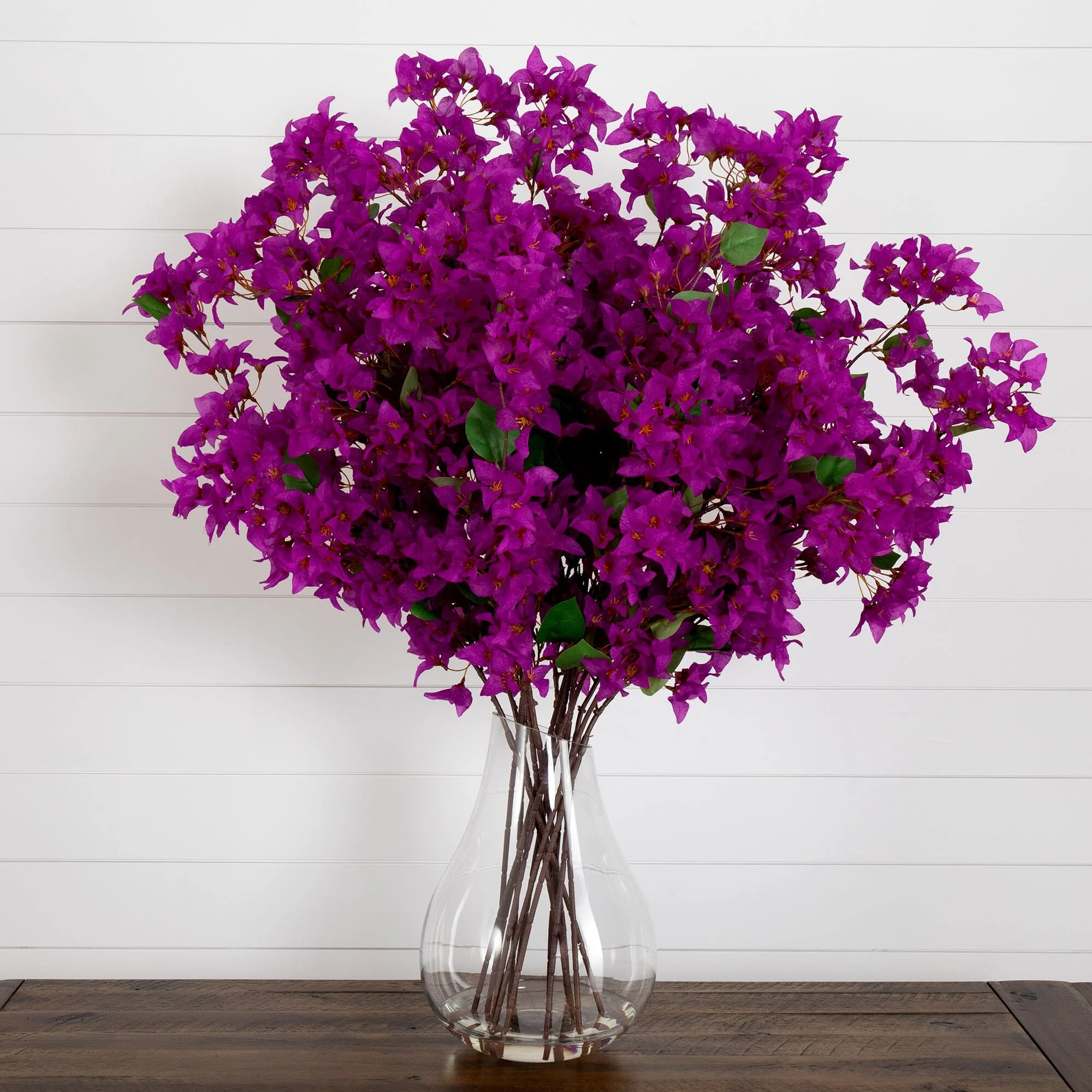 Signature Collection 41” Giant Bougainvillea Artificial Arrangement in Glass Vase - Image 12