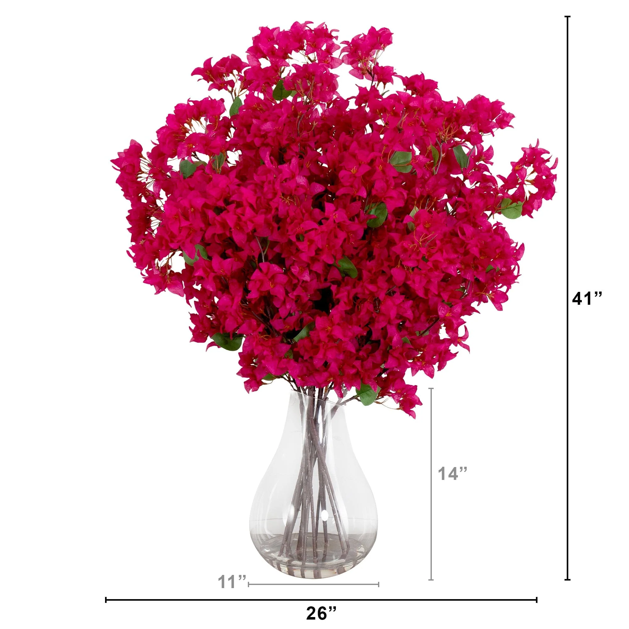Signature Collection 41” Giant Bougainvillea Artificial Arrangement in Glass Vase - Image 5