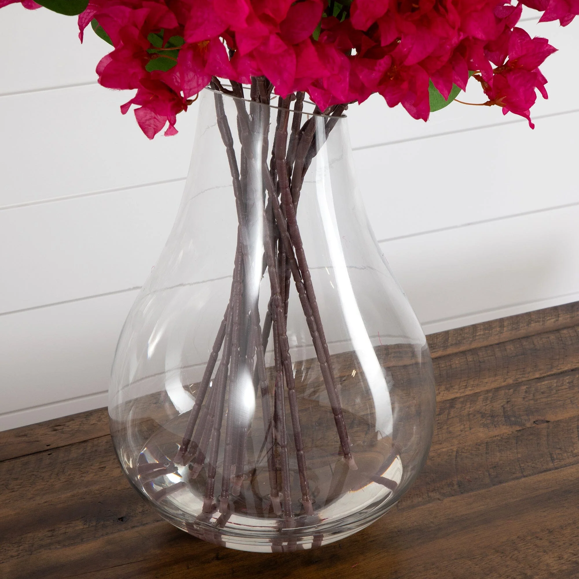 Signature Collection 41” Giant Bougainvillea Artificial Arrangement in Glass Vase - Image 6