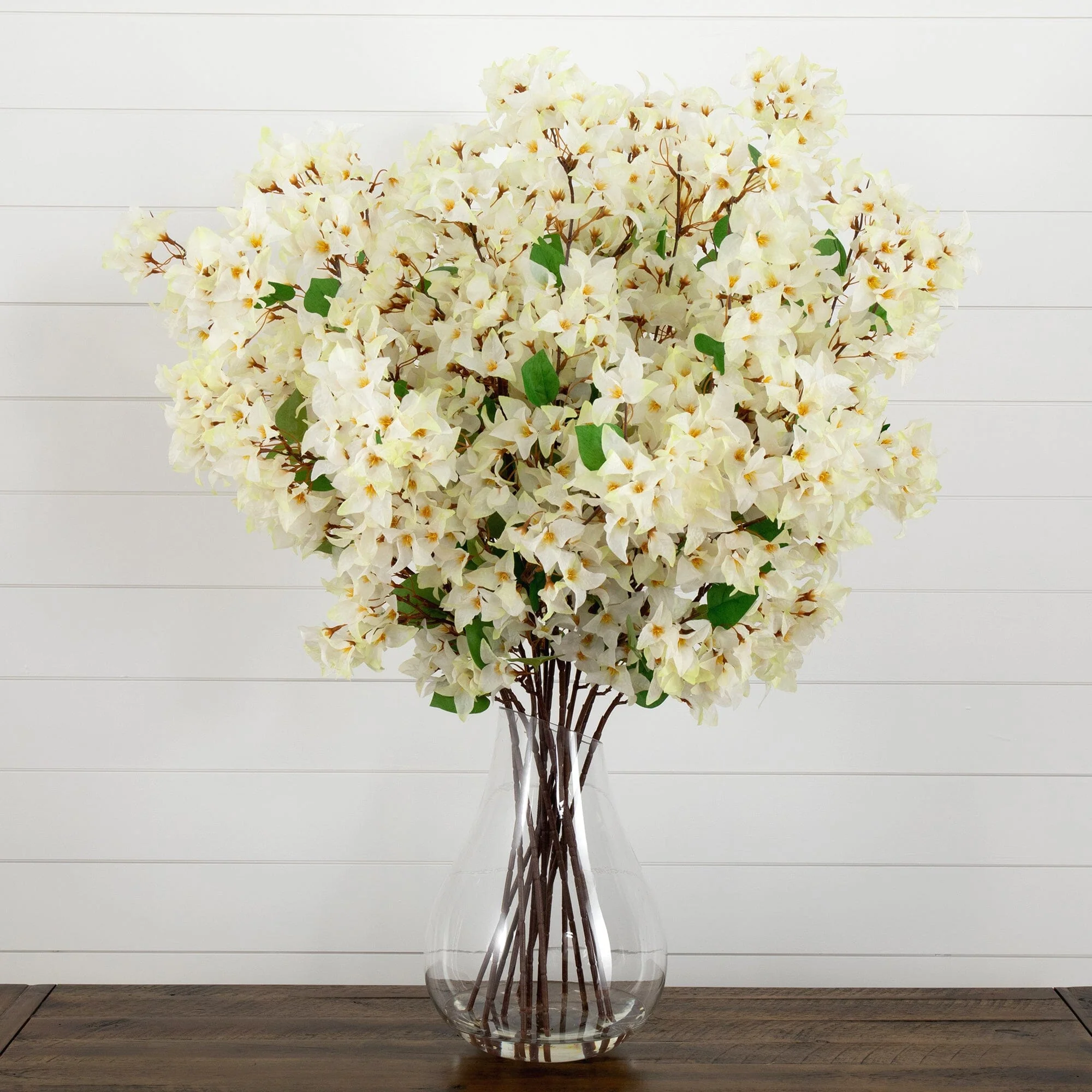 Signature Collection 41” Giant Bougainvillea Artificial Arrangement in Glass Vase - Image 7