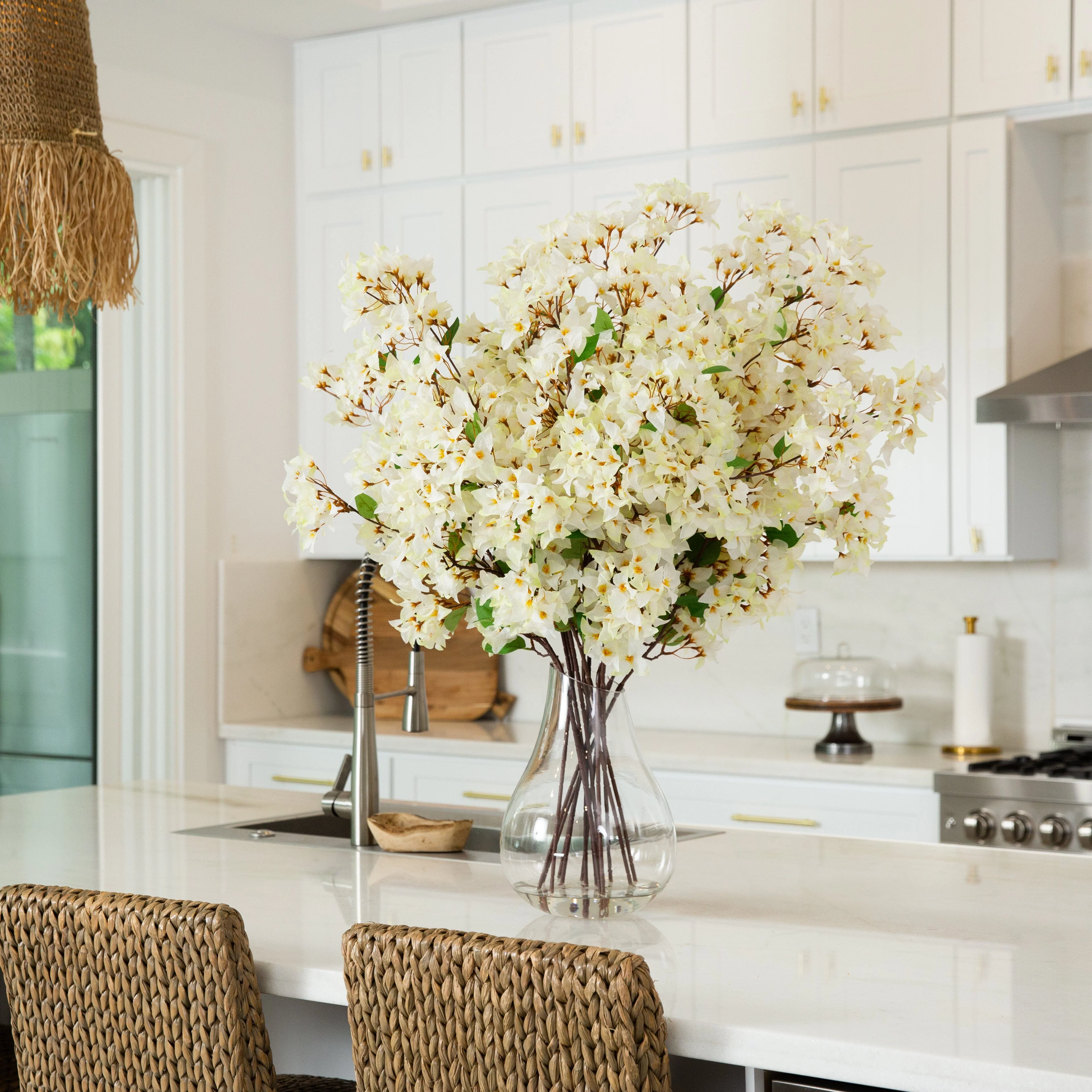 Signature Collection 41” Giant Bougainvillea Artificial Arrangement in Glass Vase - Image 9