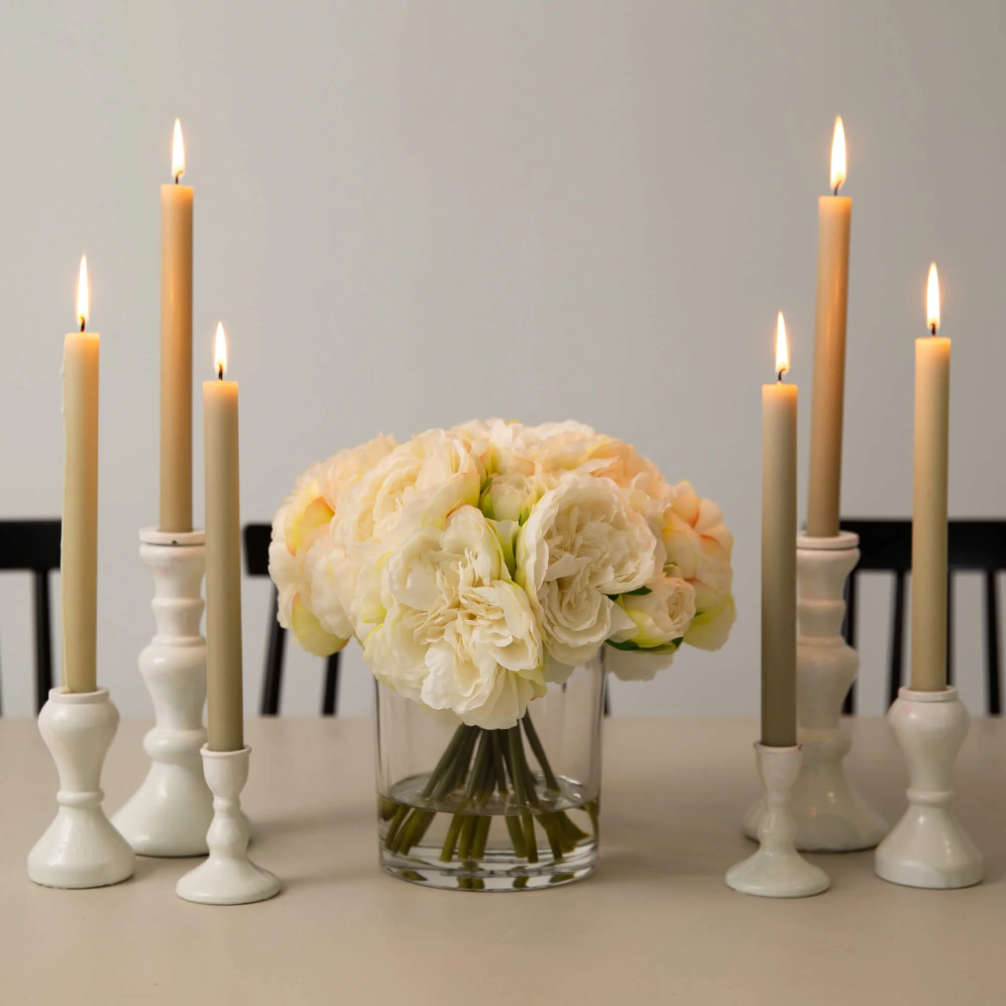 Wedding Collection 11" Artificial Peony Arrangement in Glass Vase - Image 5