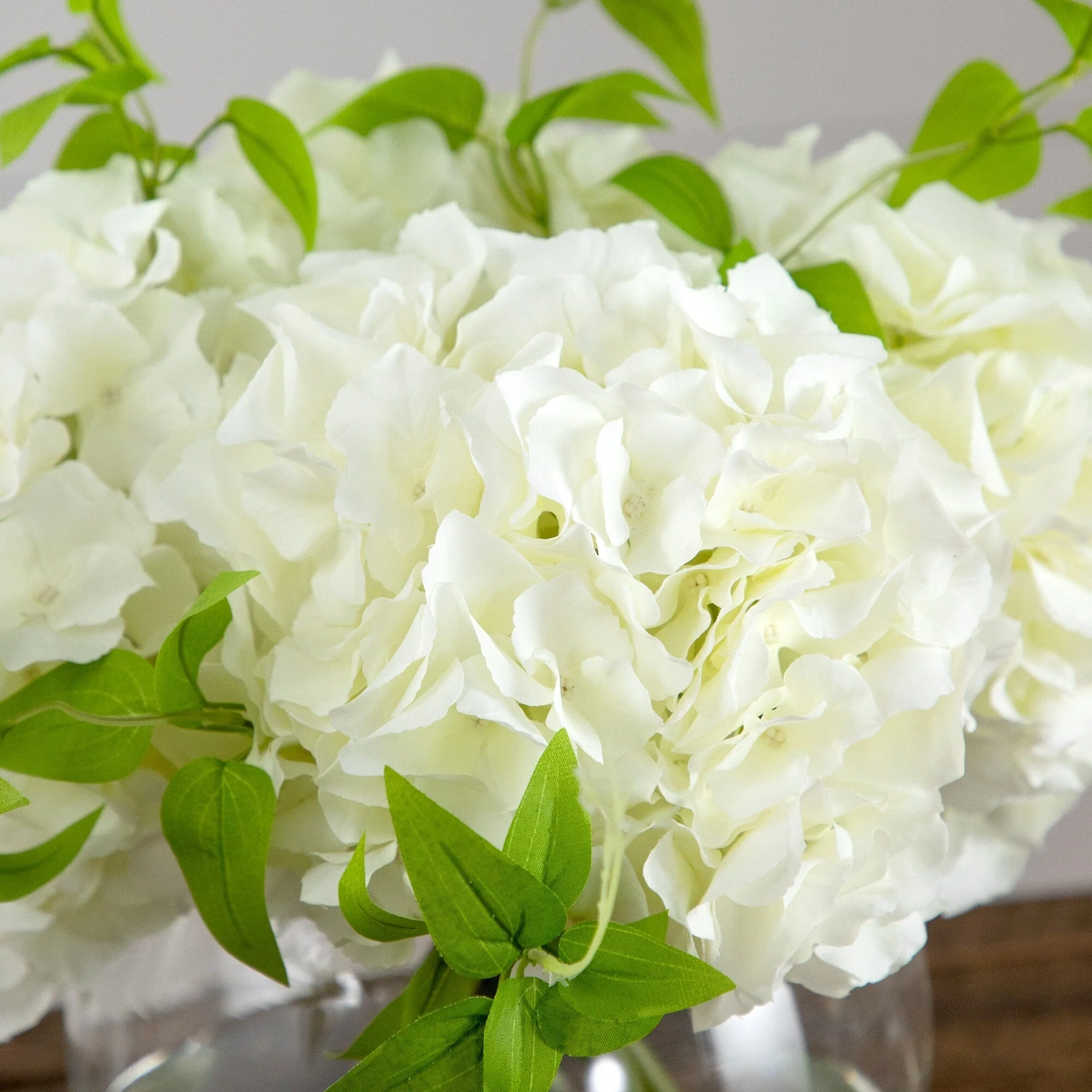 Wedding Collection 18" Artificial Hydrangea Arrangement in Glass Vase - Image 2