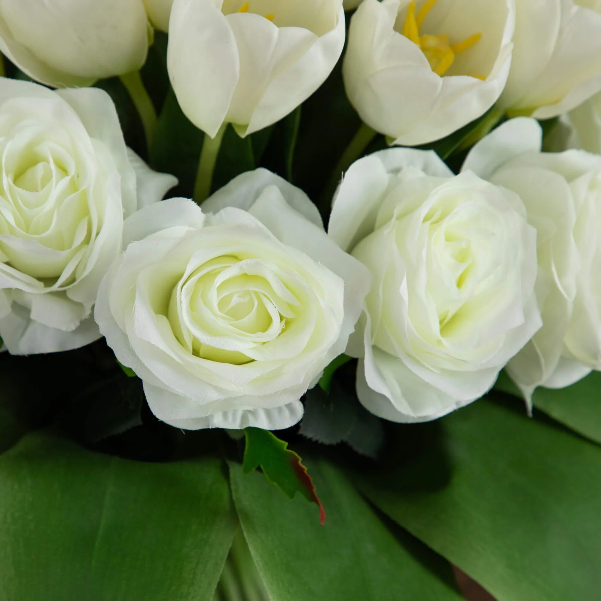 Wedding Collection 20" Artificial Roses and Tulips Arrangement in Glass Vase - Image 3