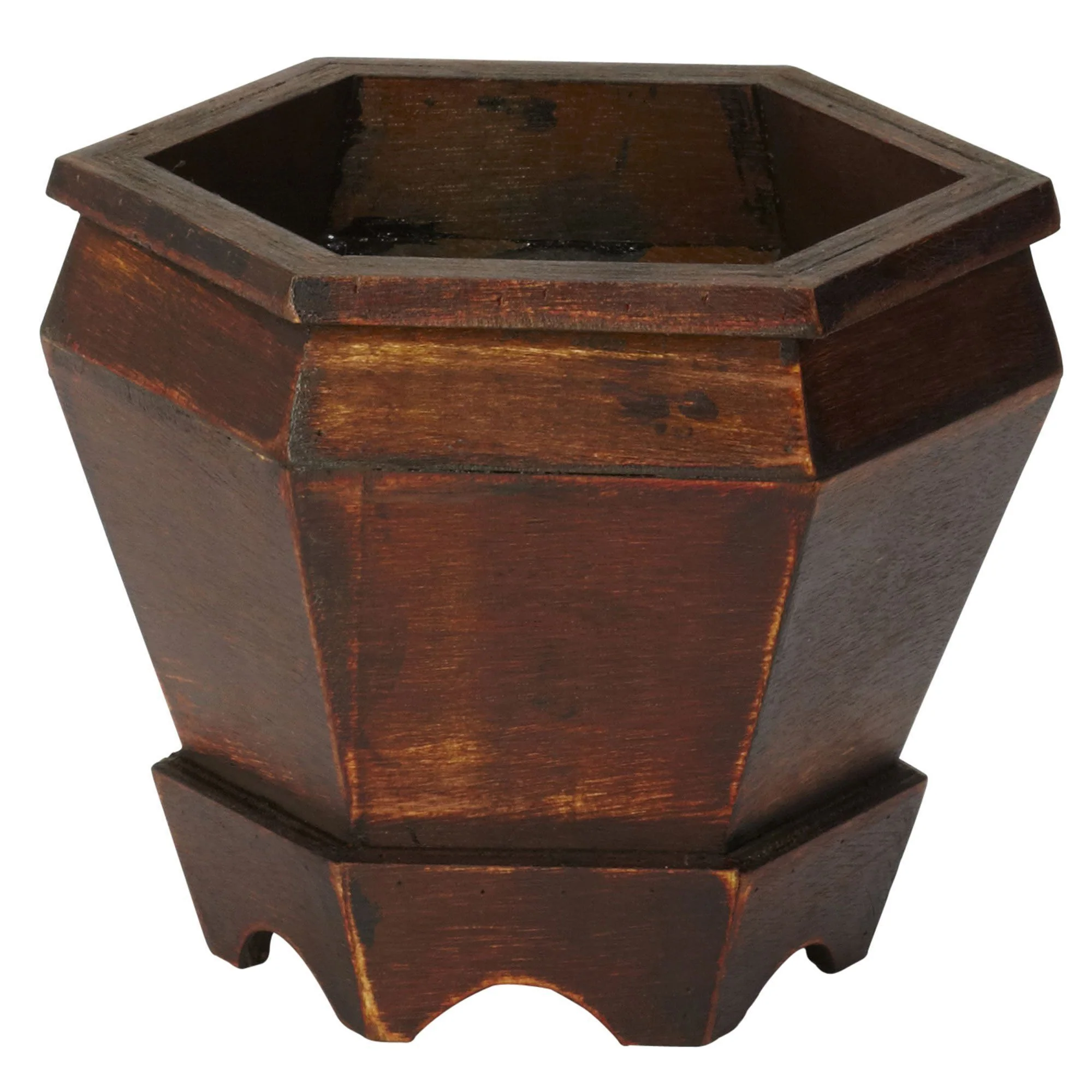 Wooden Hexagon Decorative Planter (Set of 3) - Image 2